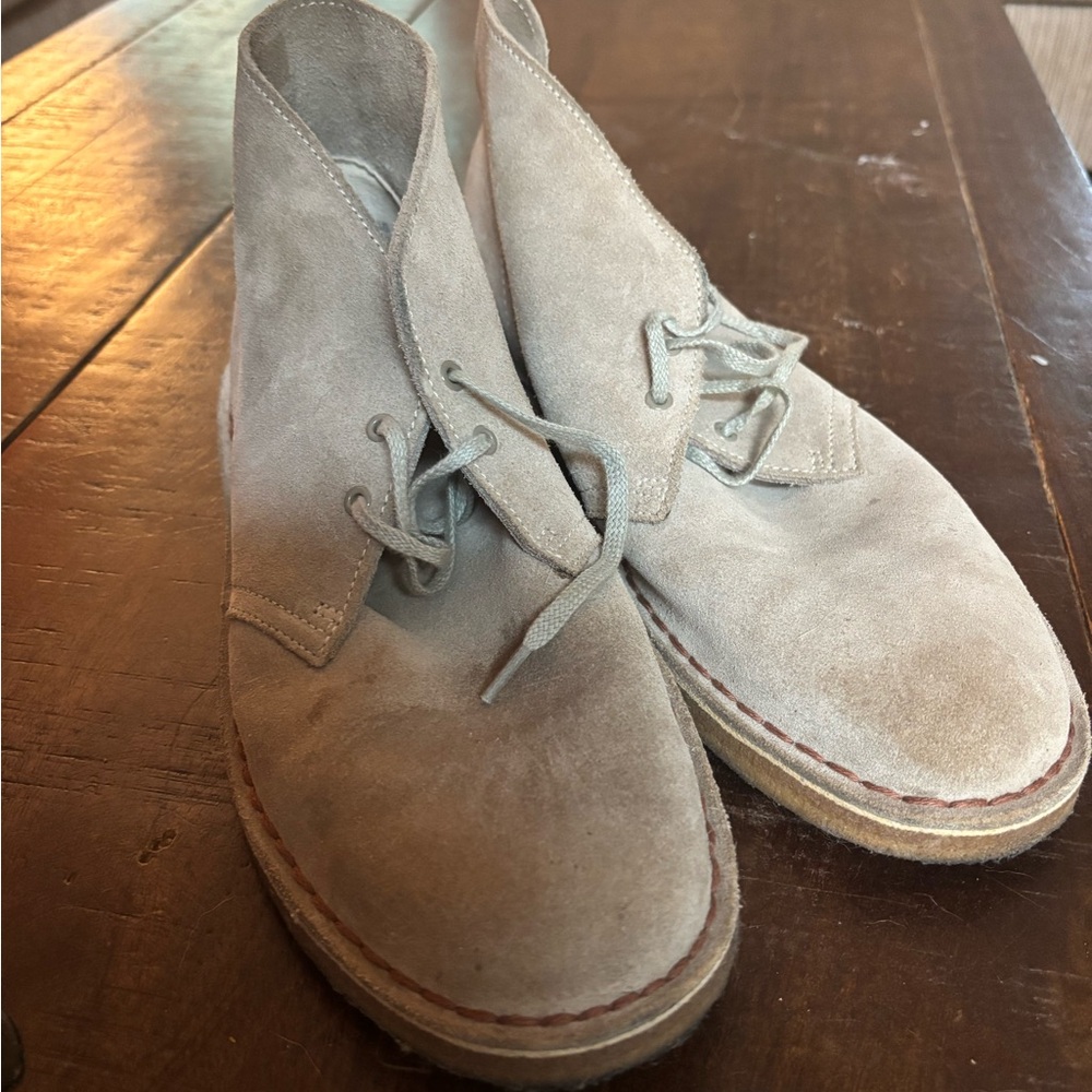 Clarks Gray Chukka Boots with Suede Finish